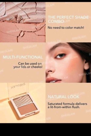 SHEGLAM Glam 101 Hybrid Highlighter & Blush Duo-Seville Blush Highlighter Powder Palette Non-Fading Multi-Use Non-Greasy Shimmer Lightweight Smooth Blusher Winter Pink Rosa Blush - Image 3