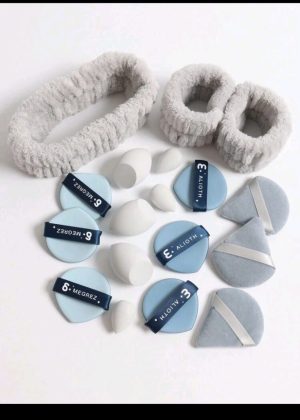 18pcs/Set Makeup Tools, Include 1pc Hair Band, 2pcs Wristbands, 3pcs Regular Makeup Sponge, 3pcs Mini Makeup Sponge, 3pcs Triangle Powder Puff, And 6pcs Air Cushion Powder Puff. Foundation Blending Beauty Sponge, For Liquid, Cream And Powder, Multicolor Makeup Sponge, Non-Latex Dry & Wet Dual-Use Foundation Cream, Suitable For All Skin Types. - Image 2