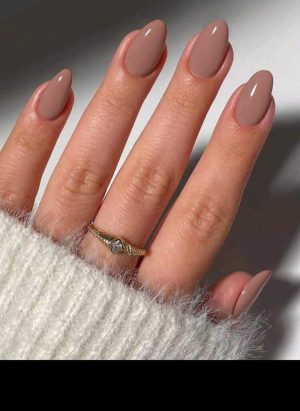 24pcs Short Oval Nude Glossy Short Press On Nails, Acrylic False Nails Set, Contain 1pc Jelly Glue And 1pc Nail File
