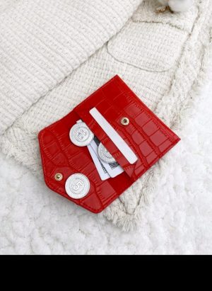 Crocodile Embossed Snap Button Coin Purse Lightweight Portable Credit Card ID Card White - Image 2