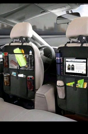 1pc Car Back Seat Storage Bags, Durable Water-Resistant Oxford Fabric With Touchable Tablet Holder, 6 Mesh Pockets And 2 Snack/Toy Pockets