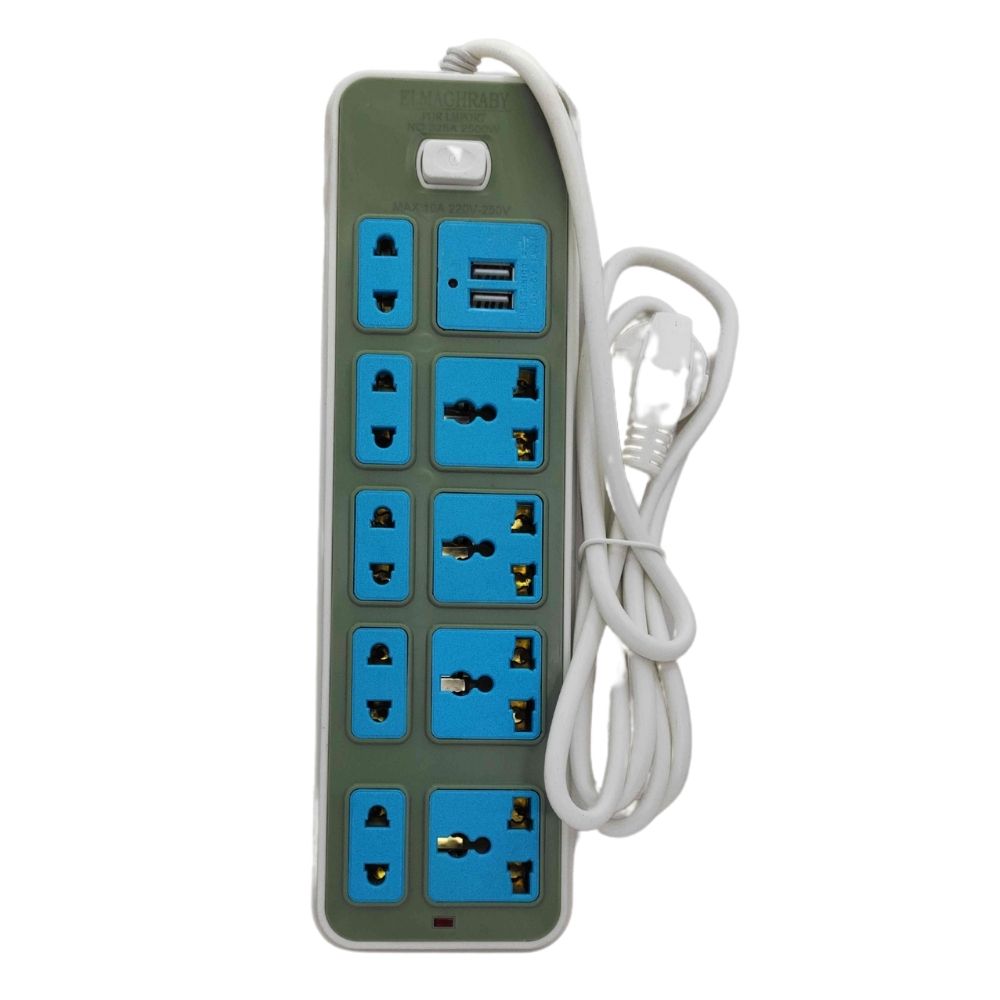 GENERIC - 9 PORTS POWER STRIP + 2 USB PORTS (240 V)