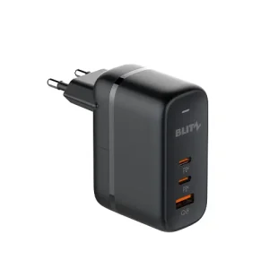 BLITZ - UCC65W Wall Charger | 65W GaN Tech | Dual USB-C + USB-A | Fast Charging | CE Certified | 1-Year Warranty