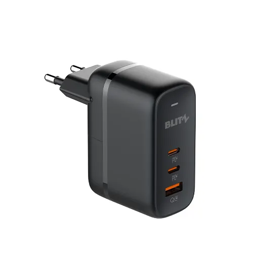 BLITZ - UCC65W Wall Charger | 65W GaN Tech | Dual USB-C + USB-A | Fast Charging | CE Certified | 1-Year Warranty