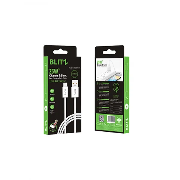 BLITZ - UC25W USB-C Cable | 25W Fast Charging | 1M PVC | CE Certified | 1-Year Warranty