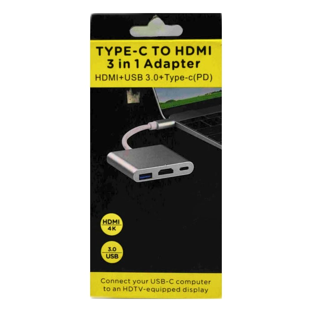 GENERIC - 3-in-1 USB C Adapter with 4K HDMI, USB 3.0 & Type-C Power Delivery