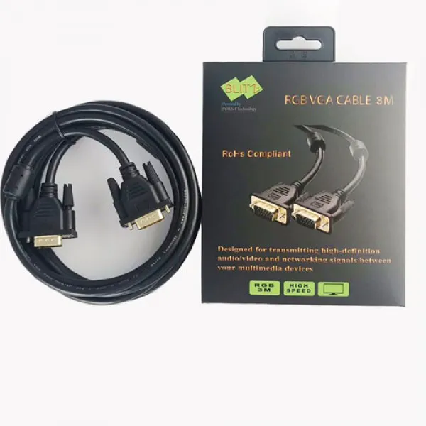 BLITZ - VGA 3M Cable - Male to Male, Gold Plated, 1 Year Warranty